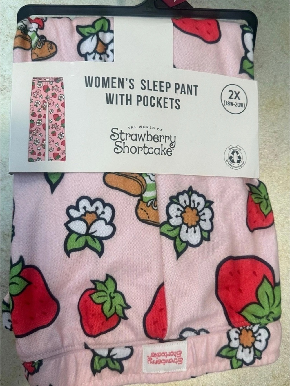 Strawberry Shortcake Women's plus SIZE 2XL Pajama Pants Pink with pockets NEW